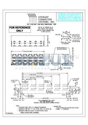 SS-7388H66S-NF-AE datasheet - EIGHT CONTACT, EIGHT POSITION SHIELDED STACKED HARMONICA JACK 12 PORTS(6 ON 6)