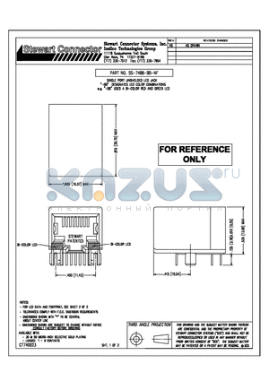 SS-7488-BB-NF datasheet - SINGLE PORT UNSHIELDED LED JACK DESIGNATES LED COLOR COMBINATIONS