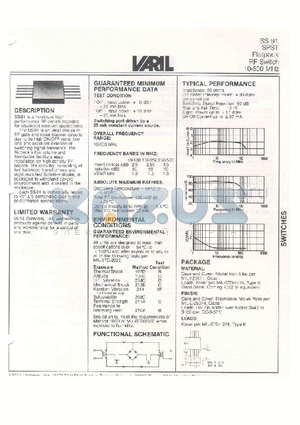 SS-91 datasheet - SPST Flatpack RF Switch 10-500 MHz