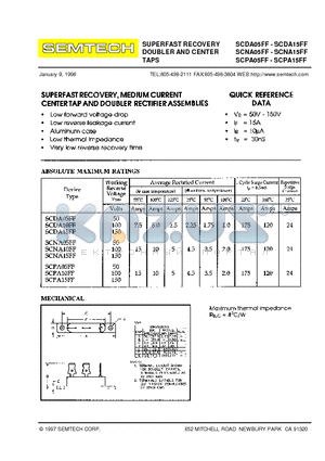 SCNA15FF datasheet - SUPERFAST RECOVERY DOUBLER AND CENTER TAPS