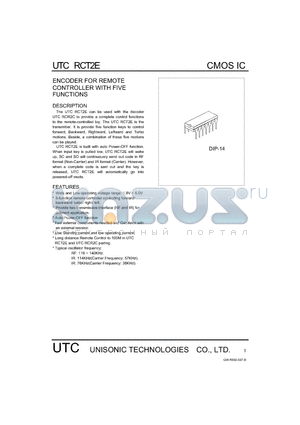 RCT2E datasheet - ENCODER FOR REMOTE CONTROLLER WITH FIVE FUNCTIONS