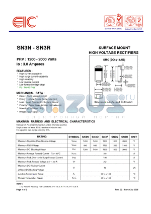 SN3O datasheet - SURFACE MOUNT HIGH VOLTAGE RECTIFIERS