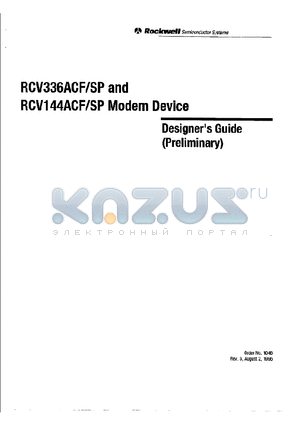 RCV144ACF datasheet - RCV336ACF/SP and RCV144ACF/SP Modem Device