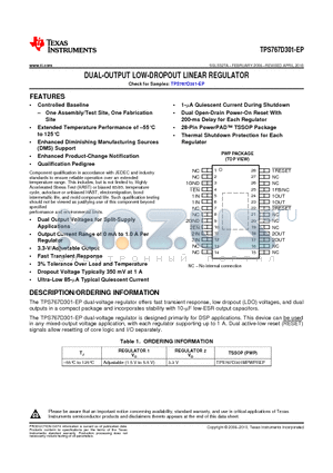 V62/06617-01XE datasheet - DUAL-OUTPUT LOW-DROPOUT LINEAR REGULATOR