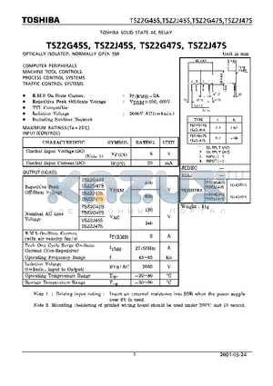 TSZ2G47S datasheet - OPTICALLY ISOLATED, NORMALLY OPEN SSR