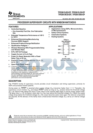 V62/06627-01XE datasheet - PROCESSOR SUPERVISORY CIRCUITS WITH WINDOW-WATCHDOG