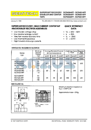 SCNAS05FF datasheet - SUPERFAST RECOVERY DOUBLER AND CENTER TAPS