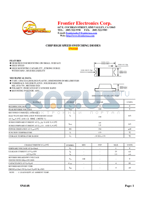 SN4148 datasheet - CHIP HIGH SPEED SWITCHING DIODES