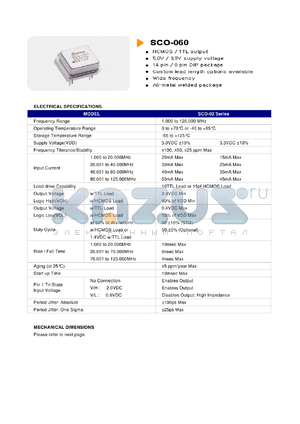 SCO-060 datasheet - 5.0V / 3.3V supply voltage