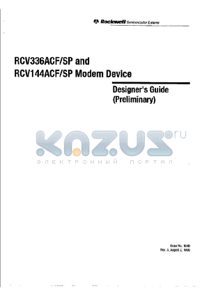 RCV336ACFSP datasheet - RCV336ACF/SP and RCV144ACF/SP Modem Device