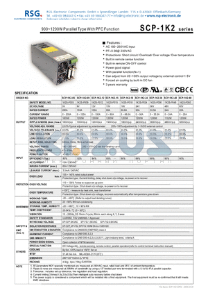 SCP-1K2 datasheet - 900~1200W Parallel Type With PFC Function