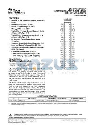 V62/06649-01XE datasheet - 16-BIT TRANSPARENT D-TYPE LATCH WITH 3-STATE OUTPUTS