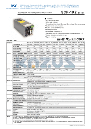 SCP-1K2-12 datasheet - 900~1200W Parallel Type With PFC Function