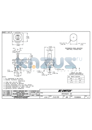 RR3402C05 datasheet - E-SWITCH RR3402C05