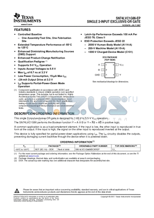 V62/06666-01XE datasheet - SINGLE 2-INPUT EXCLUSIVE-OR GATE