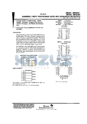 SN5401W datasheet - QUADRUPLE 2-INPUT POSITIVE-NAND GATES WITH OPEN-COLLECTOR OUTPUTS