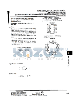 SN5403 datasheet - Quadruple 2-input positive-nand gates with open-collector outputs