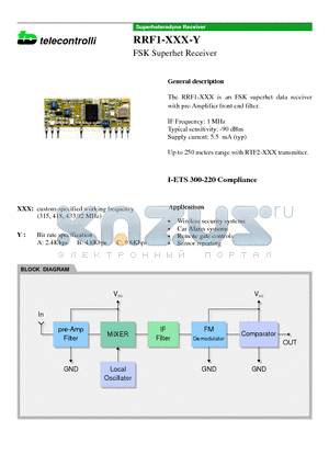 RRF1-315-4.8 datasheet - FSK Superhet Receiver