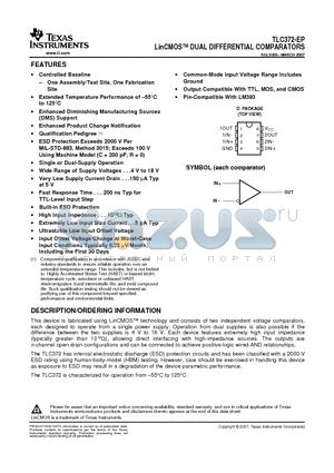 V62/06675-01XE datasheet - LinCMOS DUAL DIFFERENTIAL COMPARATORS
