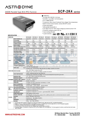 SCP-2K4-36 datasheet - 2400W Parallel Type With PFC Function