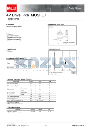 RRQ030P03 datasheet - 4V Drive Pch MOSFET