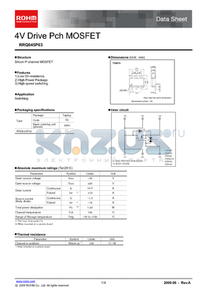 RRQ045P03 datasheet - 4V Drive Pch MOSFET