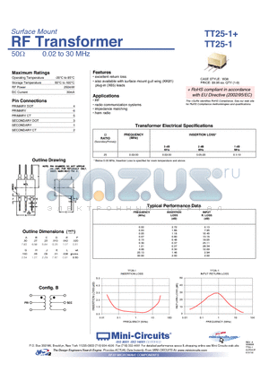 TT25-1 datasheet - RF Transformer