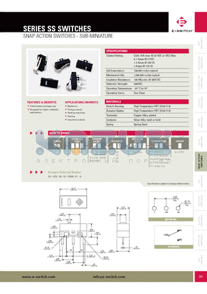 SS075R102F030P1A datasheet - SNAP ACTION SWITCHES - SUB-MINIATURE