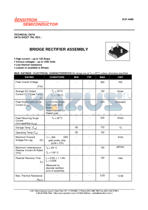 SCP-4488 datasheet - BRIDGE RECTIFIER ASSEMBLY