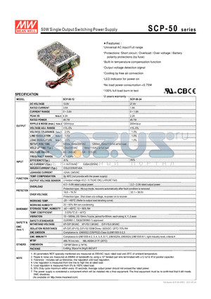 SCP-50-12 datasheet - 50W Single Output Switching Power Supply