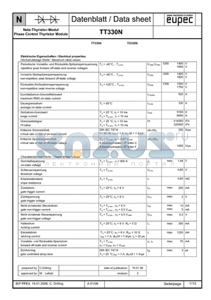 TT330N datasheet - Netz-Thyristor-Modul Phase Control Thyristor Module