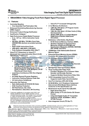 V62/07644-04XA datasheet - Video/Imaging Fixed Point Digital Signal Processor