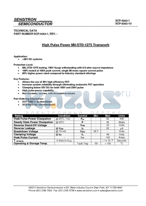 SCP-5282-1U datasheet - High Pulse Power Mil-STD-1275 Transzorb