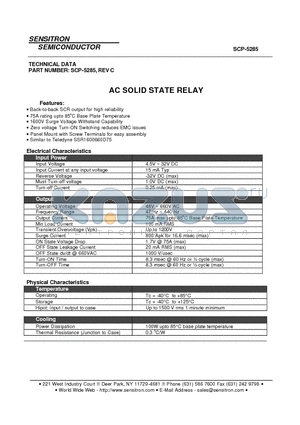 SCP-5285 datasheet - AC SOLID STATE RELAY