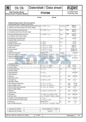 TT375N datasheet - Netz-Thyristor-Modul Phase Control Thyristor Module