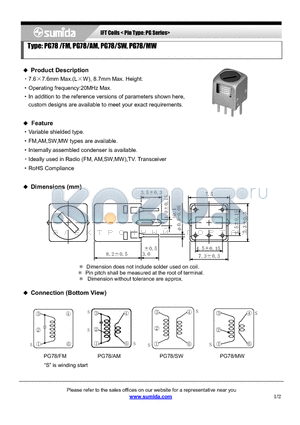 PG78/FM datasheet - IFT Coils < Pin Type: PG Series>