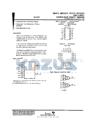 SN5413 datasheet - DUAL 4-INPUT POSITIVE-NAND SCHMITT TRIGGERS