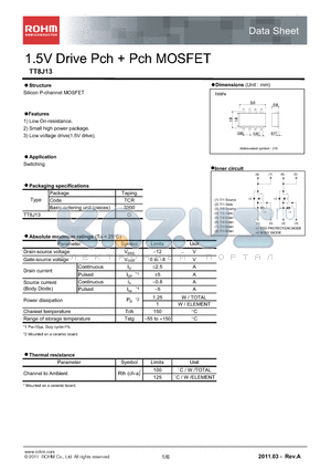 TT8J13 datasheet - 1.5V Drive Pch  Pch MOSFET