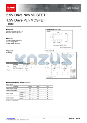 TT8M2_09 datasheet - 2.5V Drive Nch MOSFET 1.5V Drive Pch MOSFET