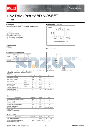 TT8U1_09 datasheet - 1.5V Drive Pch SBD MOSFET