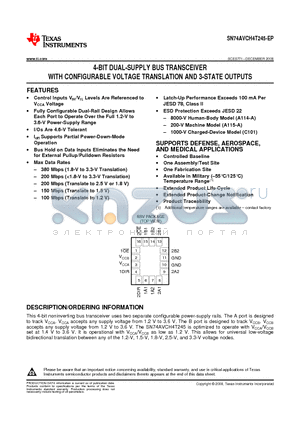 V62/09618-01XE datasheet - 4-BIT DUAL-SUPPLY BUS TRANSCEIVER WITH CONFIGURABLE VOLTAGE TRANSLATION AND 3-STATE OUTPUTS