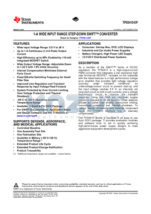 V62/09645-01XE datasheet - 1-A WIDE INPUT RANGE STEP-DOWN SWIFT CONVERTER