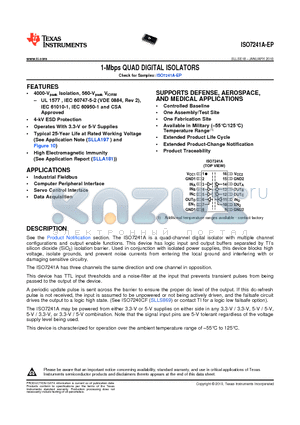 V62/10606-01XE datasheet - 1-Mbps QUAD DIGITAL ISOLATORS