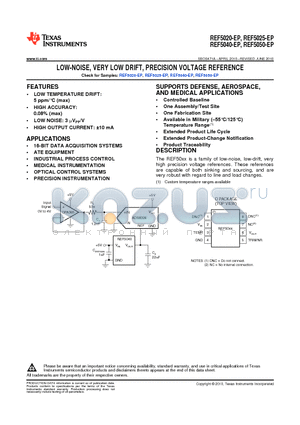 V62/10613-01XE datasheet - LOW-NOISE,VERY LOW DRIFT,PRECISION VOLTAGE REFERENCE