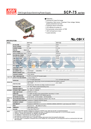 SCP-75-12 datasheet - 75W Single Output Switching Power Supply