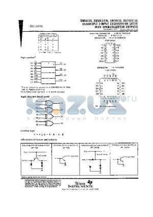 SN54136J datasheet - QUADRUPLE 2-INPUT EXCLUSIVE OR GATES WITH OPEN-COLLECTOR OUTPUTS