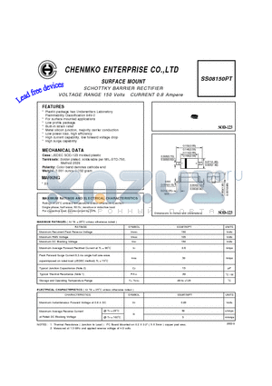 SS08150PT datasheet - SCHOTTKY BARRIER RECTIFIER