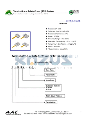 TTB50-100TG datasheet - Termination - Tab & Cover (TTB Series)