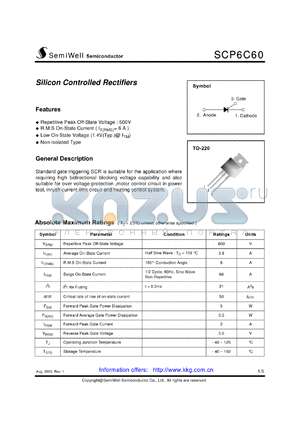 SCP6C60 datasheet - Silicon Controlled Rectifiers