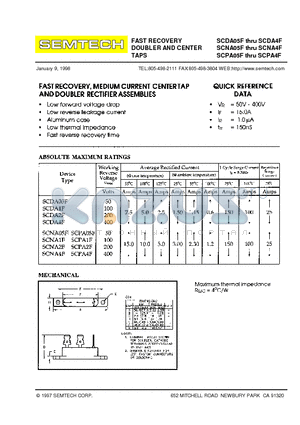 SCPA05F datasheet - FAST RECOVERY DOUBLER AND CENTER TAPS